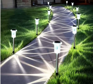 Modern Solar Pathway Lights Outdoor Waterproof 6000K Cold White LED ABS Stake Battery Included CE Certified Garden