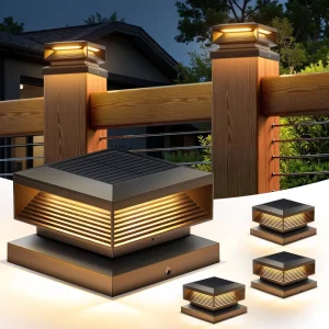 Modern Solar Post Cap Lights Outdoor Brighter 3 Modes LED Fence Post Solar Garden Lights for 4×4 5×5 6×6 Vinyl Wooden Posts