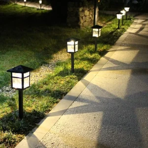 Modern Solar Powered LED IP44 Waterproof Black Plastic 3000K Warm White 360 Beam Outdoor Landscape Decorative Lights Garden