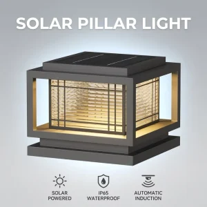 Modern Solar Square Pillar Post Cap Light Waterproof Outdoor Garden, Lawn, Deck, and Courtyard