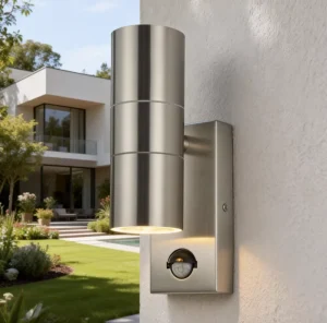 Modern Stainless Steel Waterproof Cylinder Garden Exterior Up and Down Outdoor Lighting IP44 Porch Sconce