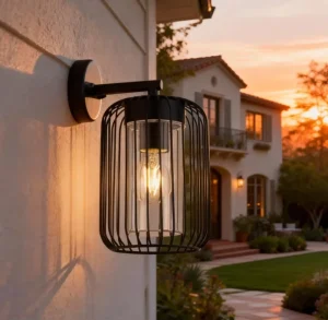 Modern Stainless Steel Wire Outdoor Wall Lamp, PC Shade, E27, Waterproof