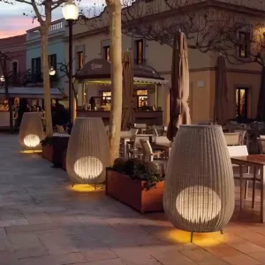 Modern Style Hotel Courtyard Restaurant Decoration Floor Lamp LED Waterproof IP54 Rattan Outdoor Garden Lamp