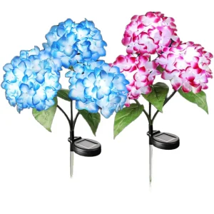 Multi Color Solar Hydrangea Lights IP65 Waterproof LED Garden Decorative Flower Lights for Outdoor Walkway Lighting Decoration