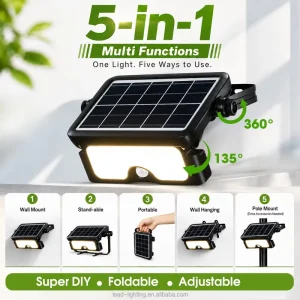 Multi Functional IP65 Solar LED DIY Flood Light Adjustable Portable Foldable Lighting Residential