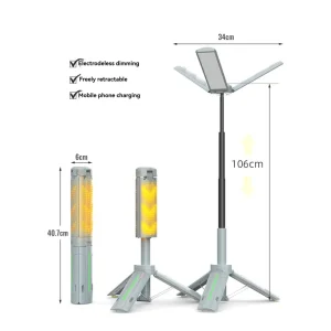 Multi-functional Camping Light Portable Rechargeable Telescopic Flame Lamp Foldable