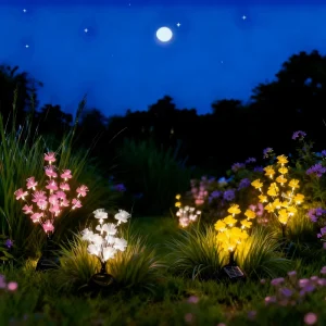 Multicolor LED Gradient Solar-Powered 20-Head Peach Blossom Lamp Outdoor Garden Decoration for Festivals and Events
