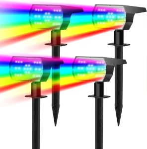 Multicolor RGB Outdoor Waterproof IP65 56 LED Solar Garden Lights 3 Lighting Modes Powered for Landscape Yard Spot IP65 Rating