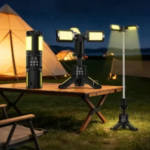 Multifunctional Rechargeable LED Camping Light Retractable Outdoor Work Light with Tripod Stand Folding Emergency Tent Lamp SOS