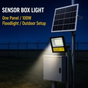 New ABS Black Housing Solar Flood Lights Outdoor 100W 200W 300W IP66 Waterproof LED Security Lighting for Yard Road