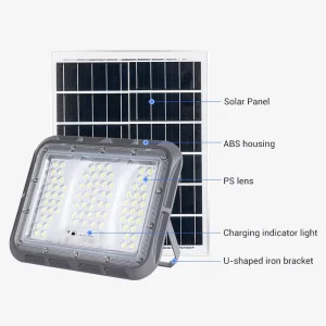 New Arrival IP66 Waterproof ABS LED Solar Flood Light LiFePO4 Battery 120 Beam Angle 3000K 6500K Color Temp 50W 300W Lighting