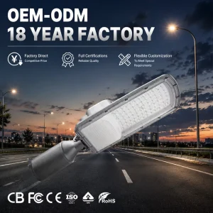 OEM ODM Energy Saving 50W 80W AC IP65 LED Street Light Outdoor Road Lighting Fixture Die Cast Aluminum Housing 5-Year Warranty