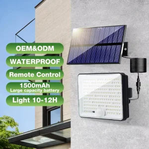 OEM ODM Weather-resistant ABS 1.5watt IP65 Waterproof Outdoor Street Garage LED Solar Garden Wall Light with Solar Panel
