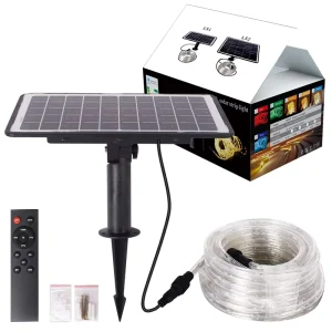 OVO 018 Solar Lights Outdoor 360° Full Circle Waterproof LED Strip Light Kit DC24V with MPPT Controller Battery for Garden Patio