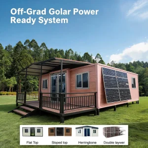 Off Grid Solar Ready Modern Prefabricated Luxury Villa Expandable Modular Tiny Home for Steel Frame Retardant Termic Insulation