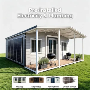 Off Grid Solar Ready Prefabricated Tiny Home Electrical Certificate Safety Expandable Container House for Luxury Glamping Site
