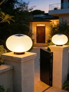 Outdoor Acrylic LED Solar Fence Post Pillar Light, Stainless Steel, IP65