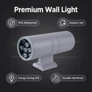 Outdoor Aluminum Double-Headed Wall Lamp, Up/Down Light for Corridors, Pillars, Villas, and Courtyards