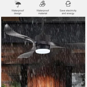 Outdoor Balcony Waterproof IP44 52-Inch BLDC Ceiling Fan Light with Remote Control