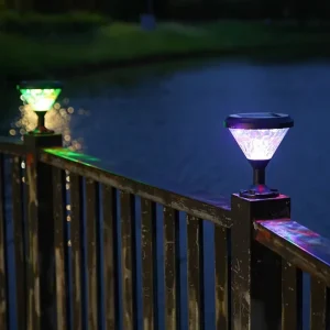 Outdoor Black IP65 Solar LED Pillar Light Security Post for Garden Pathway and Yard