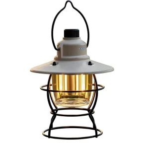 Outdoor Camping Lamp with Built-In Battery, Charging, and Retro Tent Lantern Style