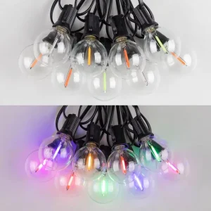 Outdoor Christmas IP44 Waterproof RGB Multi Color G40 LED String Lights Dimmable Party Patio Decor Hanging Chain