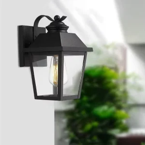 Outdoor Decorative Lighting Fixtures IP44 Waterproof Home Garden Yard Gate Wall Mounted Black Lantern Iron Glass Wall Lights