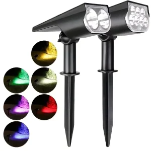 Outdoor Ground In Spotlights White Warm Rgb Solar Garden Lights for Yard Tress Lawn Villa