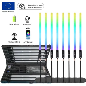 Outdoor IP65 Rechargeable Wireless 360-Pixel LED Tube with DMX and App Remote Control for Stage and Disco