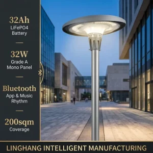 Outdoor IP65 UFO LED Garden Light 360 Degree Beam Angle Post Top Lantern Architectural Landscape Lighting for Park Pathway