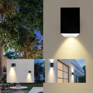 Outdoor IP65 Wall Mounted Square 3CCT Photoelectric Black LED Downward Column Courtyard Home Living Room Garden Light