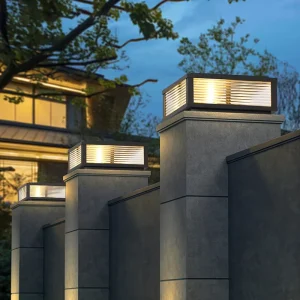 Outdoor IP65 Waterproof Gate 85 265V Input Post Lights Pillar Lights E27 Driveway Black 5 Watt Stainless Steel LED Solar Pillar