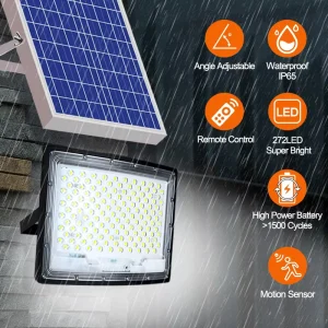 Outdoor IP65 Waterproof Remote Control LED Solar Flood Light with Super Bright High Power for Garden & Road Use