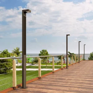 Outdoor IP66 LED with Pole Mount for Garden Pathway Aluminum Solar Powered Waterproof Street Lamp Remote Control