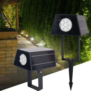 Outdoor IP66 Waterproof Aluminum Garden Lawn Pathway Landscape LED Solar Panel Spotlight RGB Color 3 Year Warranty