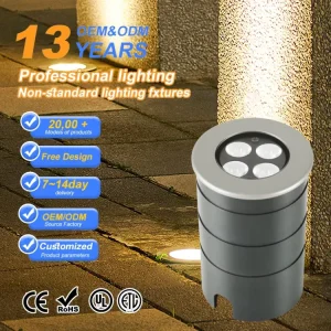Outdoor Inground LED Buried Light with IP67 Waterproof Stainless Steel Dimmable for Landscape and Park Use