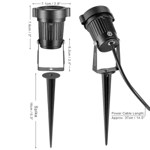 Outdoor LED 60mm Lawn Light Spike Stand Waterproof IP65 Rotating Path COB Spotlight 220V RGB 60 Beam Angle Garden Light