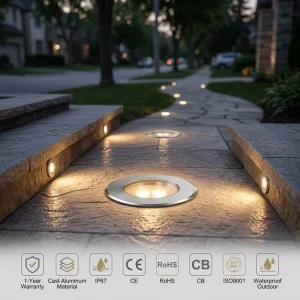 Outdoor Landscape IP67 Waterproof Stainless Steel White LED Underground Lights Auto Remote App Control