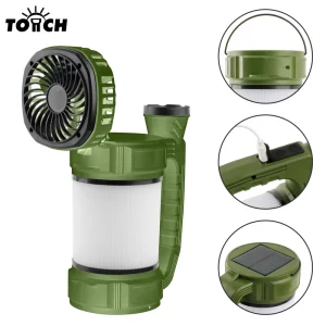 Outdoor Lantern Fan, Solar Charging, Dual-Mode Handheld Camping Emergency Light