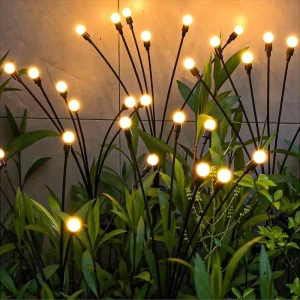 Outdoor Lights Waterproof 8Leds Swaying Warm White Firefly Solar Garden Light for Patio Pathway Outdoor Decor