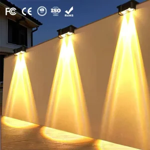Outdoor Modern IP65 Waterproof RGB Solar Wall Garden Courtyard Road Warm White Solar Garden Light LED Sconces Fence Decoration