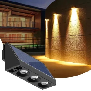 Outdoor Modern Ip65 Waterproof Solar Wall Light Interaction Warm White Solar Powered LED Wall Mounted Fence Lights Garden
