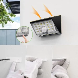Outdoor Motion Sensor Wall Lamp Solar Wall Light IP65 Motion Sensor 200LM 4 Modes Outdoor Black