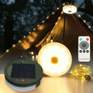 Outdoor Multi Functional Colorful RGB String Lantern With String Light Solar USB Rechargeable Tent Light For Camping Yard Party