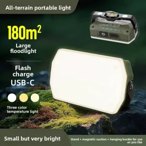 Outdoor Portable Camping Lights Floodlight Long Range USB Rechargeable Three Color Emergency Flood Lights Strong Work Light