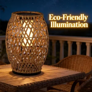 Outdoor Rattan Solar Lights For Patio Garden Backyard LED Solar Powered Lighting Deck Patio Woven Landscape Modern Pendant Lamps