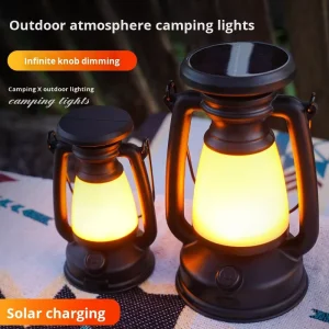 Outdoor Retro Solar LED Portable Rechargeable Small Table Tent Lamp Decorative Atmosphere Emergency Camping Light De Lamps