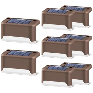 Outdoor Solar Fence Light IP65 Waterproof Solar Step Light Warm Yellow Night Solar Deck Garden Path Light