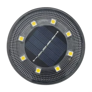Outdoor Solar IP68 LED Disk In-ground Light Waterproof ROHS Certified Buried Spotlight for Garden Lawn & Pathway Decoration