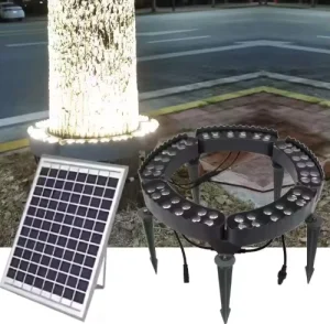 Outdoor Solar LED Palm Tree Ring Light IP65 Waterproof 12W Aluminum Alloy Warm White Garden Landscape Tree Hug Lamp